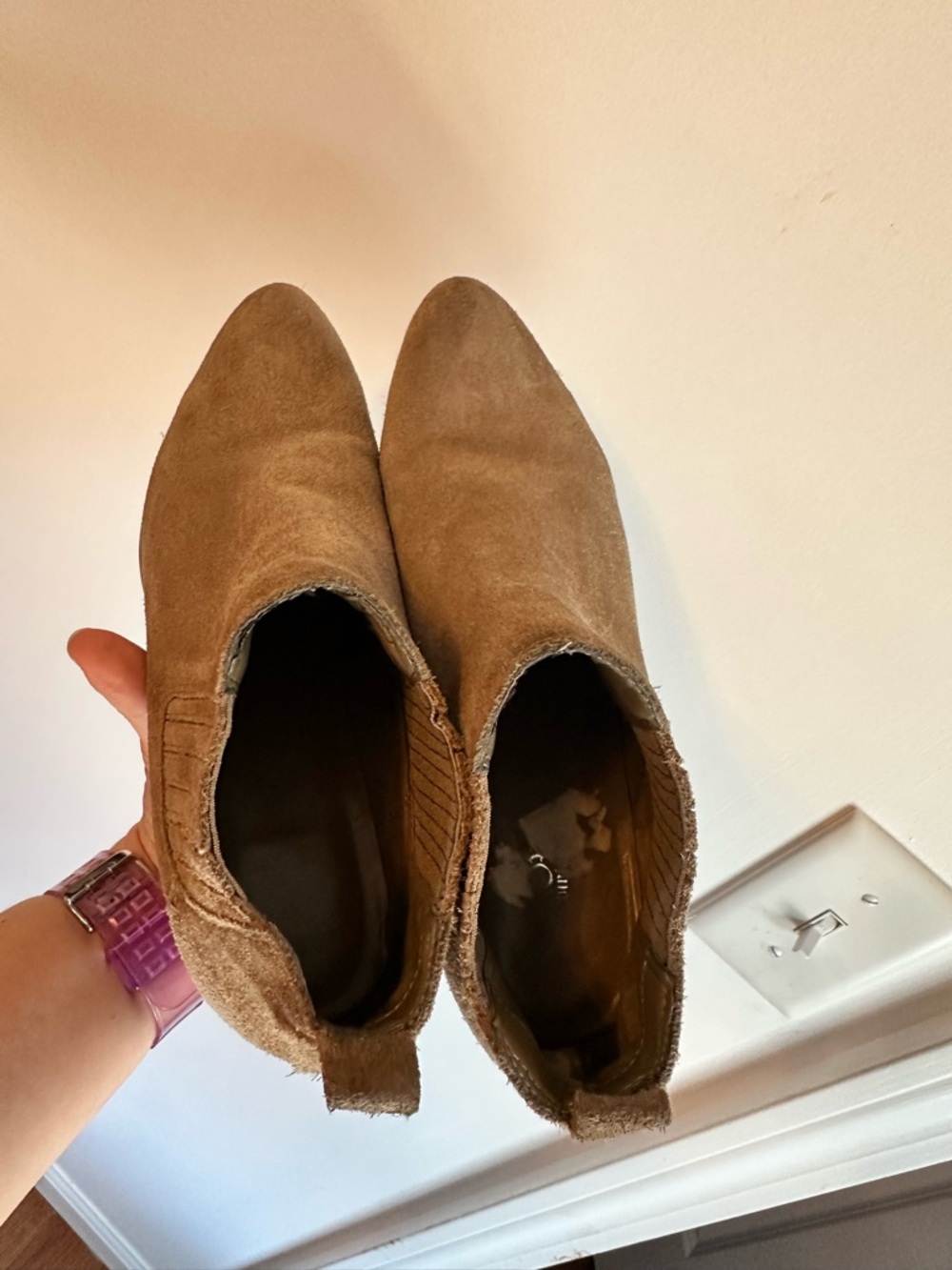Womens Suede Ankle Bootie in Tan - Picture 5 of 5